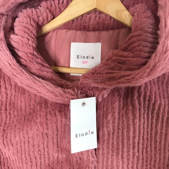NWT Elodie Girl’s Blush Pink Fuzzy Hooded Jacket - Picture 5 of 7